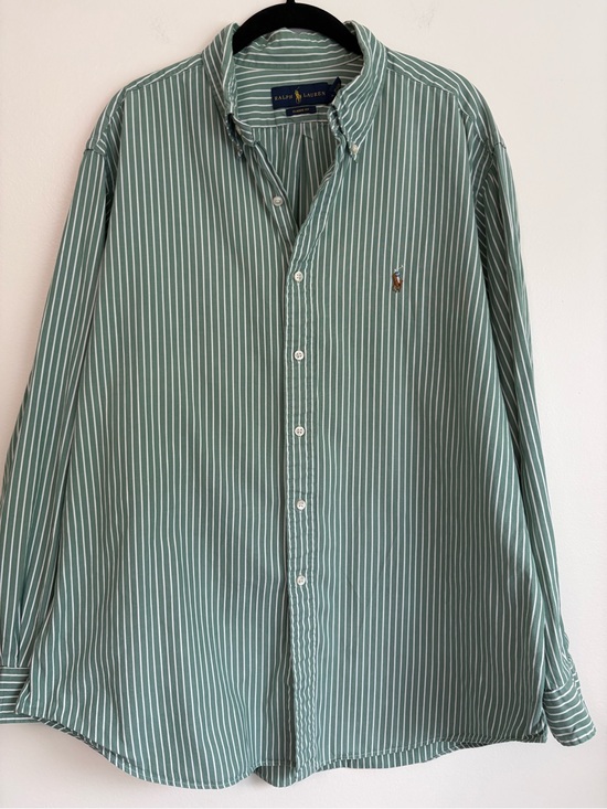 Ralph Lauren Other - Polo Ralph Lauren Green White Striped Oxford Button-Down Shirt Classic Fit 17.5